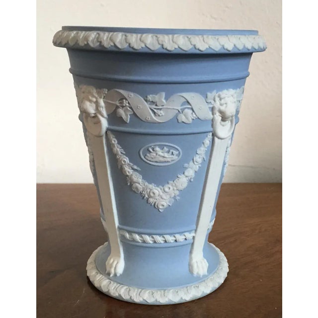 Wedgwood Antique Edwardian Wedgwood Light Blue Jasperware Vase For Sale - Image 4 of 10
