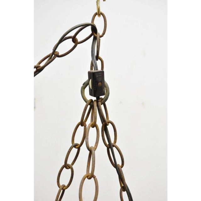 Antique Durkee Marine Ship Lantern Fixture Red Fresnel Pendant Chandelier (B) For Sale - Image 4 of 11