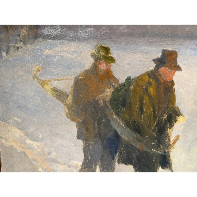 Albert Stagura, Lumberjack in the Snow, Oil Painting on Canvas For Sale - Image 12 of 13