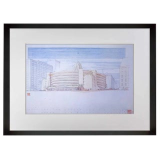 Modern Frank Lloyd Wright Lithograph Signed "Edgar J. Kaufmann Garage" Pa For Sale