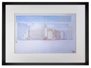 Modern Frank Lloyd Wright Lithograph Signed "Edgar J. Kaufmann Garage" Pa