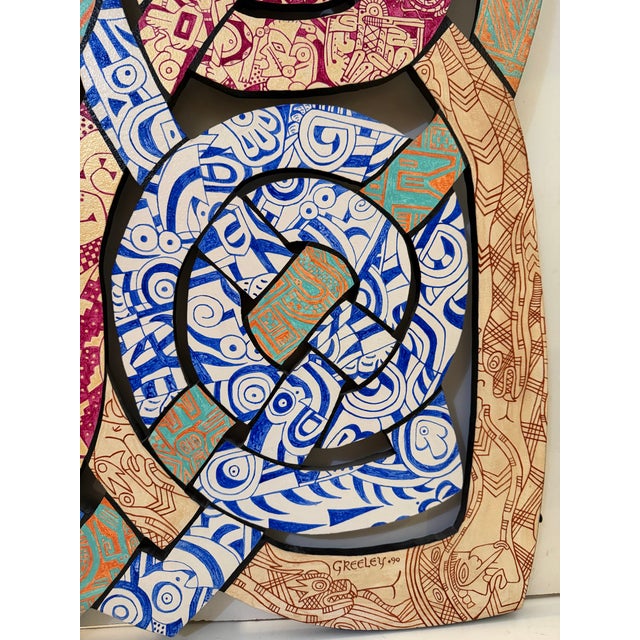 1990 Charles Greeley Santa Fe Carved Wood Wall Sculpture For Sale In Miami - Image 6 of 12