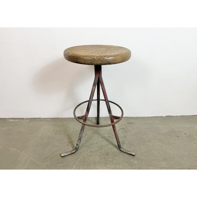 Industrial Grey Workshop Stool, 1960s For Sale - Image 13 of 17