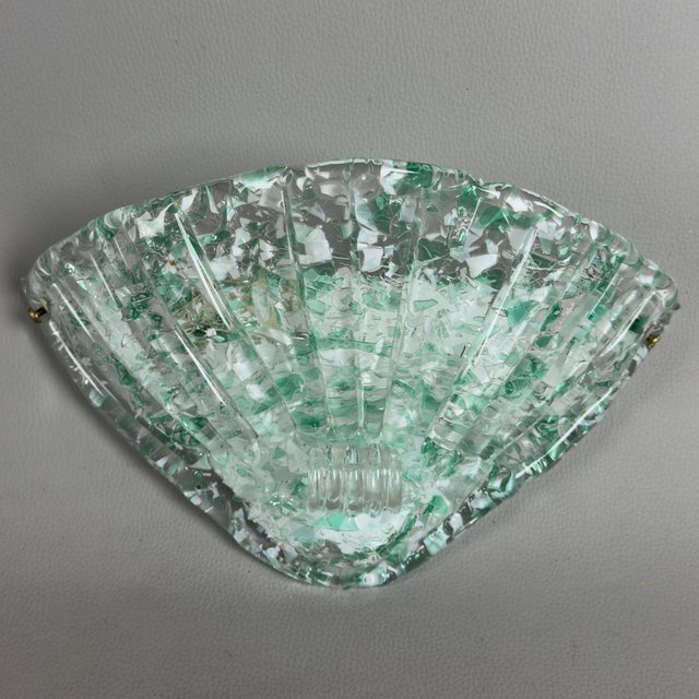 Murano Glass Wall Lamp with Green and White Graniglia Flakes, 1970s For Sale - Image 17 of 17