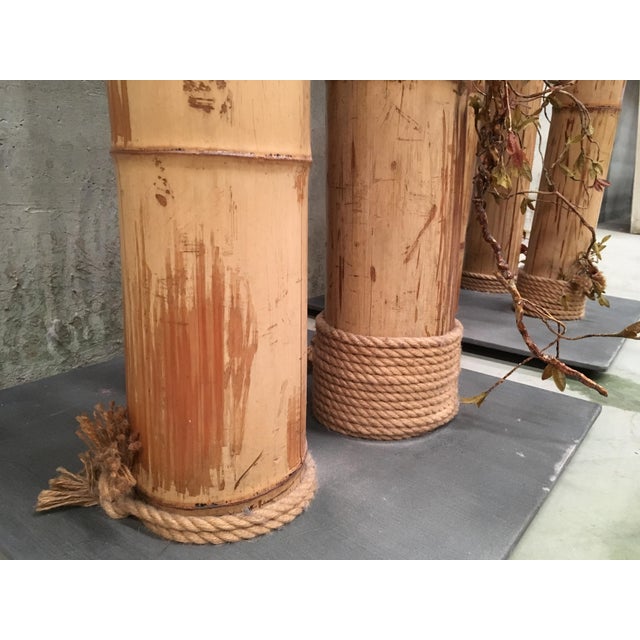 Pair of 20th Century Asian Decorated Columns With Vines, Leaves For Sale - Image 10 of 13