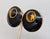Mid-Century Modern Vintage Signed Alexis Kirk Round Goldtone Black Enamel & Cabochon Faux-Tiger's Eye Clip Earrings-2 Pieces For Sale - Image 3 of 8
