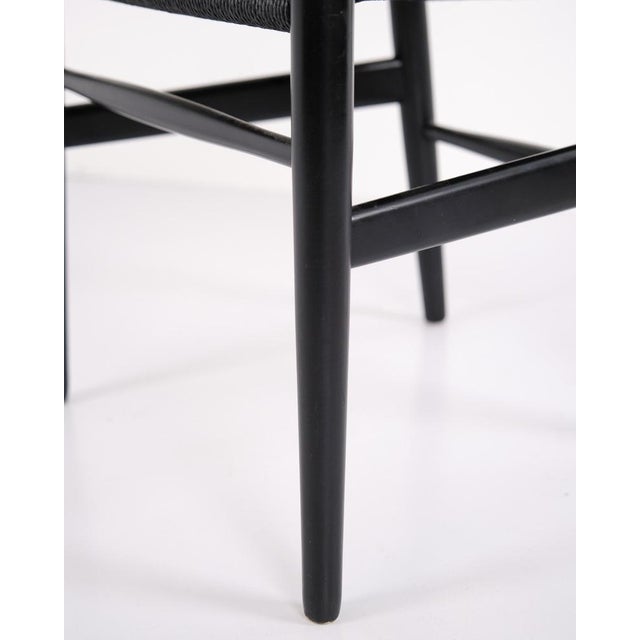 CH24 Wishbone Chair in Black with Black Paper Cord Seat by Hans J. Wegner, 1950s For Sale - Image 10 of 11