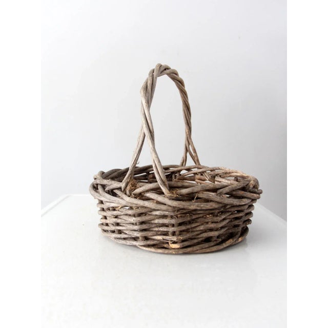 Farmhouse Vintage Rustic Twig Baslet For Sale - Image 3 of 11
