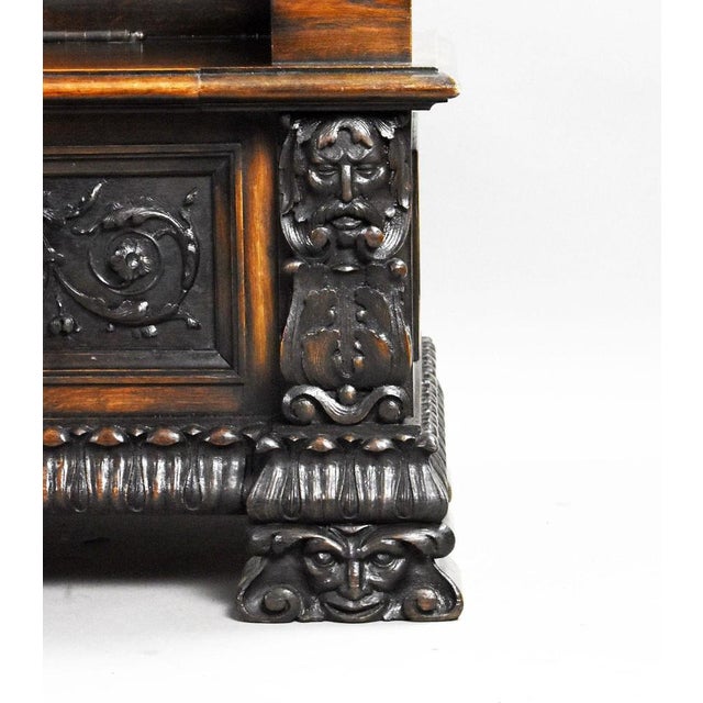 Antique Carved Oak Hall Bench, 1880 For Sale - Image 12 of 18