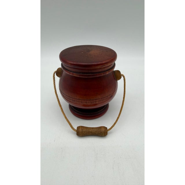 A Fine Antique Pennsylvania Red Painted Turned Folk Art Treenware Container, Circa 1910's Found in Mt. Joy, Lancaster...