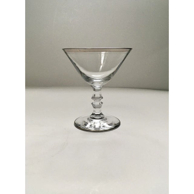 1960s Silver Trimmed Facet Stemmed “Debut” Cocktail Glasses- Set of 4 For Sale - Image 11 of 13