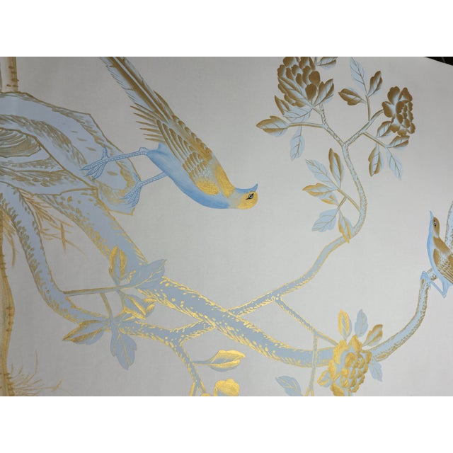 Gold Painting Chinoiserie Mural Hand Painted Wallpapers - 10 Panels For Sale - Image 4 of 4