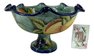 Mid 20th Century Fruit Bowl Footed Ceramic, Santa Rosa, Majolica Style, Vantage Mexican Pottery