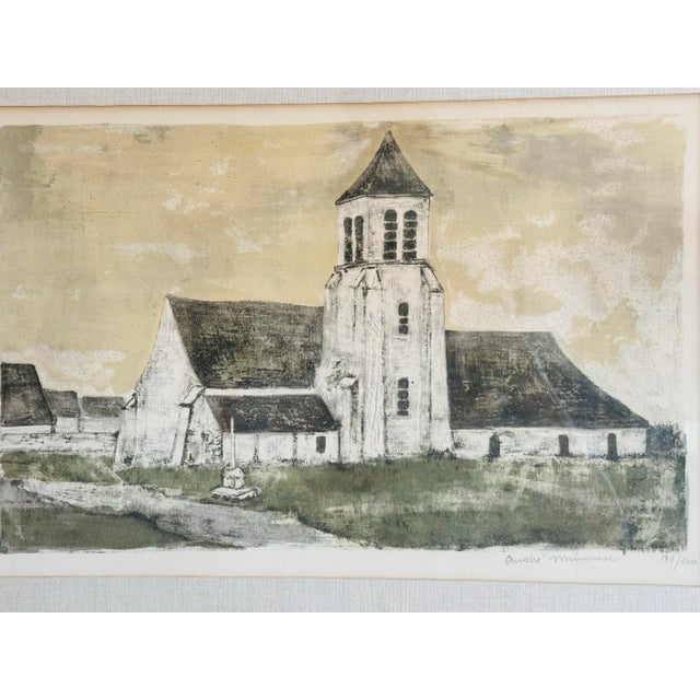French Vintage 1960s “Eglise” Lithograph by Andre Minaux For Sale - Image 3 of 8