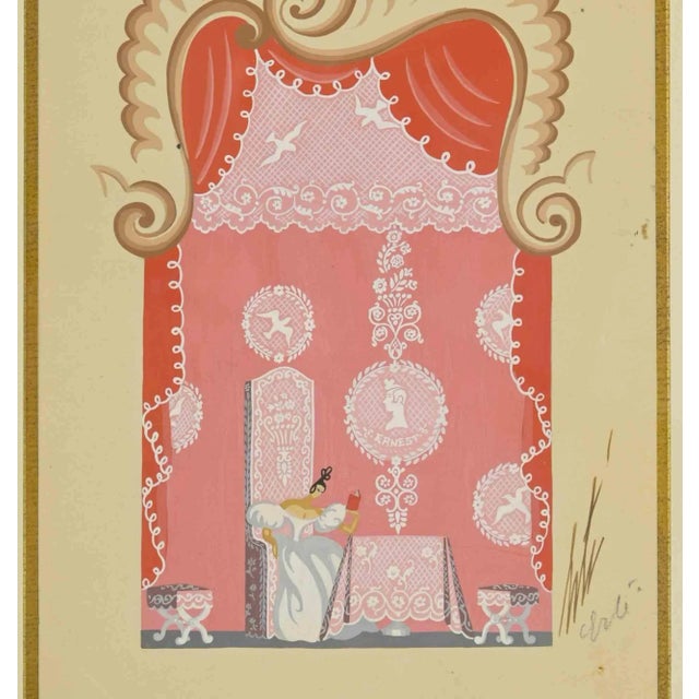 Modern Erté, Norina's Room, Gouache, 1970s For Sale - Image 3 of 5