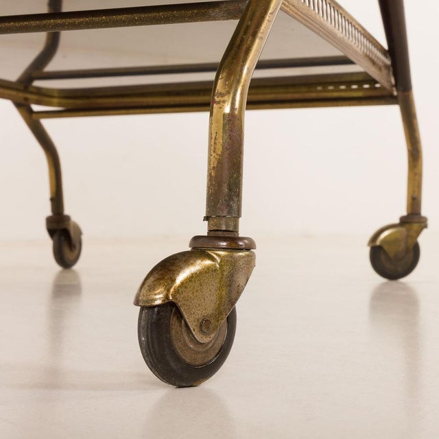 Mid-Century Italian Brass Serving Trolley, 1960s For Sale - Image 13 of 14