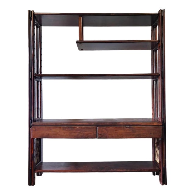 Brutalist Wooden Dining Shelf, 1970s For Sale