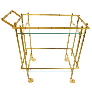 Vintage Brass Faux Bamboo Bar Cart For Sale
