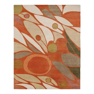 Rug & Kilim X Jenn Ski Orange Mid-Century Modern Style Rug with Geometric Patterns, 8x10 For Sale