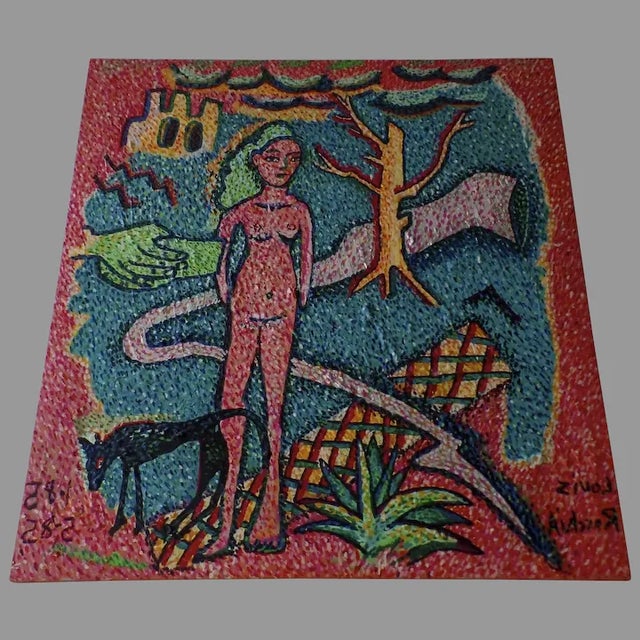 Mid 20th Century Abstract Figurative Acrylic Painting on Canvas by Louis Recchia For Sale - Image 9 of 9