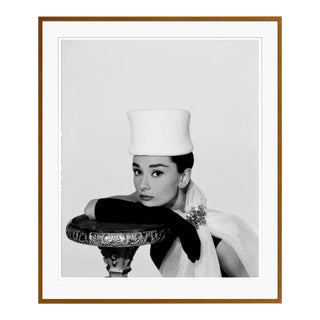 Audrey Hepburn Glamour Portrait in Tulle Archival Pigment Print Brown Framed For Sale