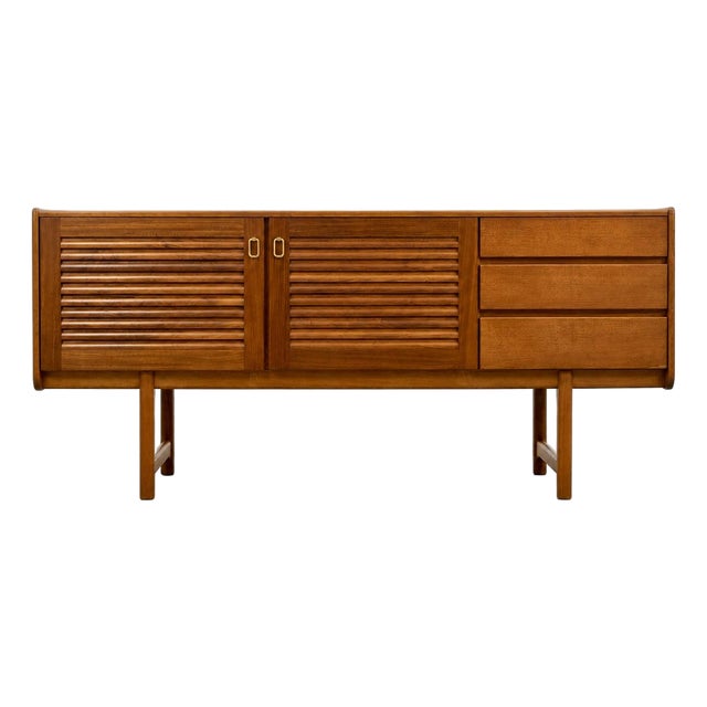 Mid Century Modern Teak Credenza With Louvered Doors | Sideboard by a.h. McIntosh, Made in Scotland, C. 1960’s For Sale