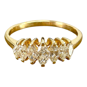 14k Yellow Gold Marquise Cut Natural Diamond Ring