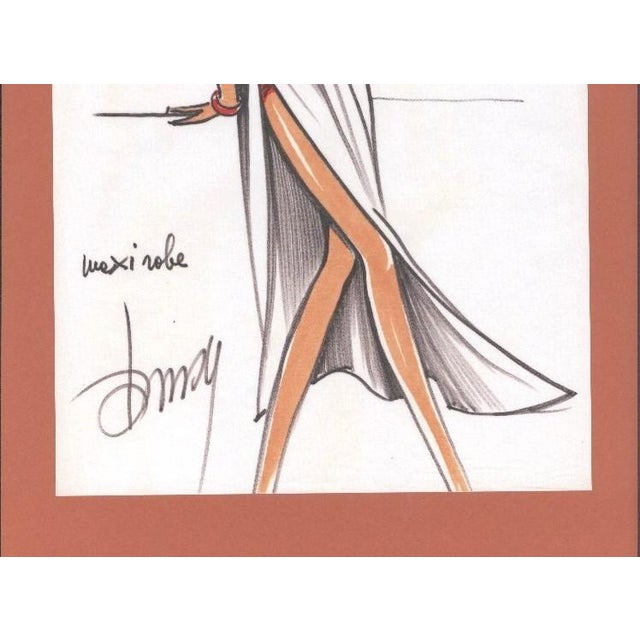 Contemporary 1980 Original French Fashion Drawing, Summer, Beach, Cruisewear-Pen and Ink, For Sale - Image 3 of 4