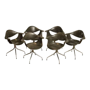 1960s Herman Miller George Nelson DAF Swag Leg Arm Chairs - Set of 6