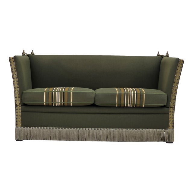 Danish 2-Seater Drop-Arm Spanish Sofa in Furniture Wool, 1970s For Sale