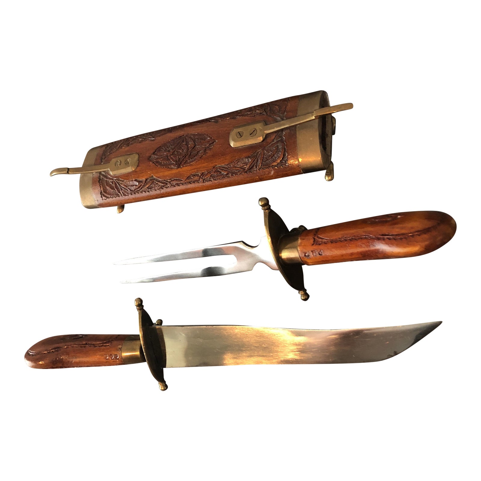 Vintage East Indian Carving Set Set of 3 Chairish