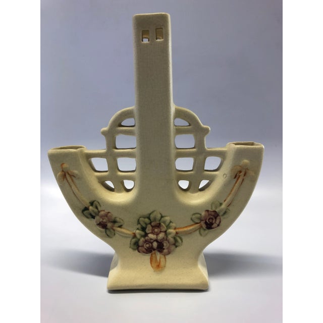 Triple bud vase studio pottery handmade by Weller Roma.