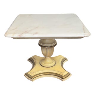 1960’s Italian Provincial Pedestal Marble Top End Table by Weiman For Sale