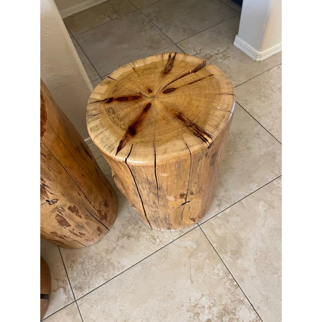 Set of Three Solid Wood Stump Side Tables For Sale - Image 9 of 12