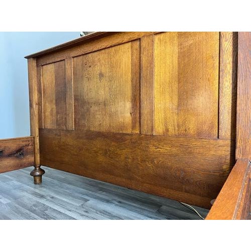 Antique French Style Oak Double Bed Frame with Carved Headboard For Sale - Image 17 of 18