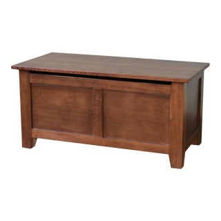 Crafters and Weavers Mission Solid Oak Trunk - Walnut For Sale