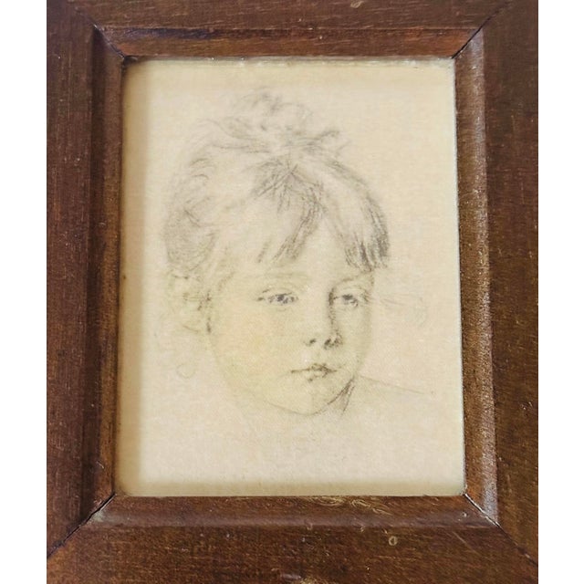 Mid-20th Century Framed Miniature Portrait Drawing Prints on Silk Attributed to Italian Artist René David - Set of Four For Sale In Washington DC - Image 6 of 12