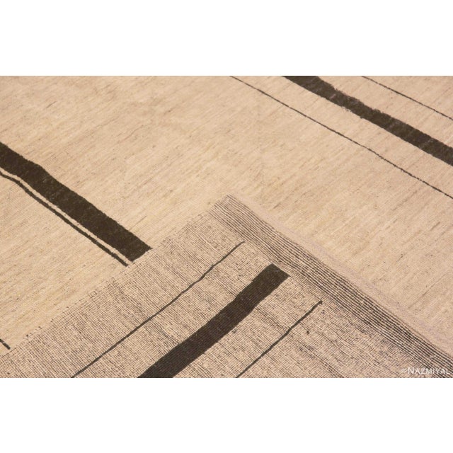 Textile Ivory Cream Geometric Striped Modern Contemporary Room Size Rug For Sale - Image 7 of 7