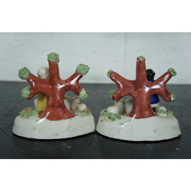Antique Mid 19th Century Dudson English Staffordshire Pearlware Bocage Shepherd Figures - Set of 2 For Sale - Image 6 of 13