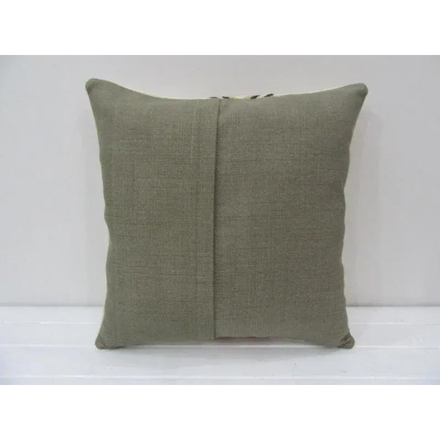 Turkish Handmade Embroidered Kilim Pillow For Sale - Image 3 of 4