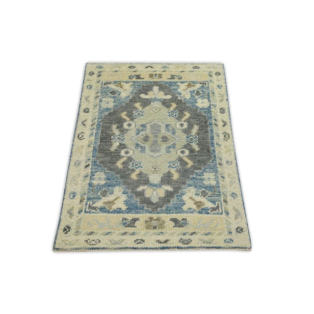 Oriental Hand Knotted Rug Turkish Oushak 2'2" x 3'1" For Sale - Image 4 of 5