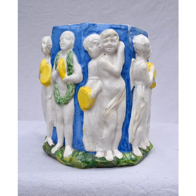 Early 20th C. Italian Majolica Planter in the Manner of Della Robbia For Sale In Philadelphia - Image 6 of 11