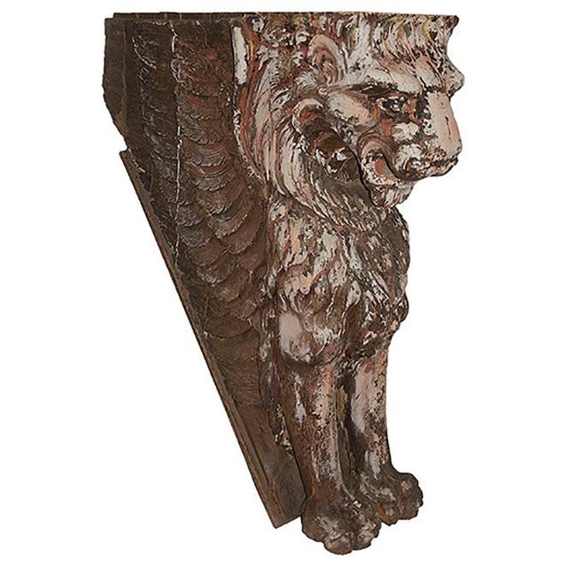 Relief Carved Wood Ornament in the Form of a Winged Lion For Sale - Image 11 of 12