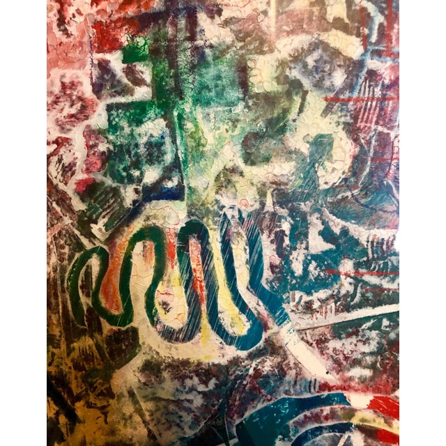 Terence La NoueLarge Abstract Modernist Monterey Series Mixed Media Monotype Colorful Painting, 1984 For Sale - Image 9 of 9