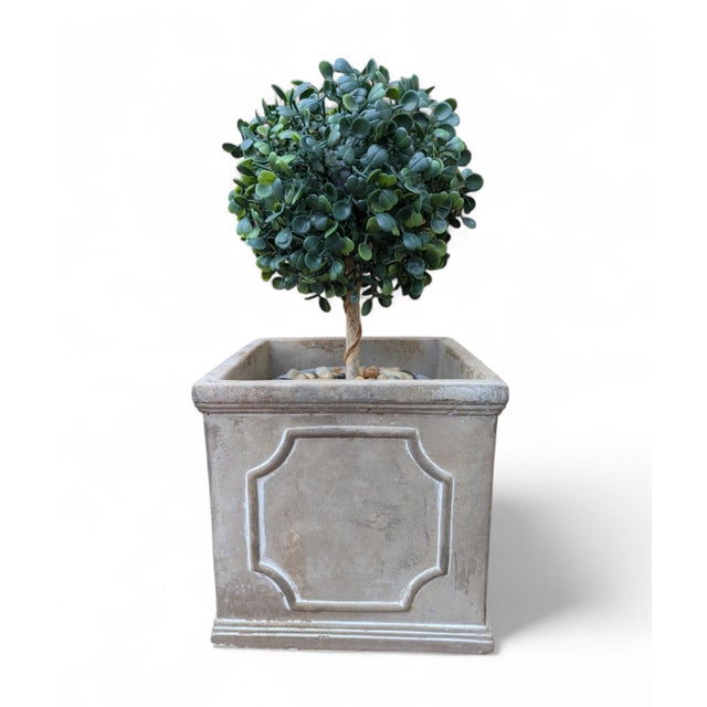Late 20th Century Classic Traditional Cumberland Square Paneled Concrete Planter Box For Sale - Image 5 of 16