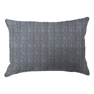 20x12" Woven Faux Leather Cushion Cover - Gray For Sale