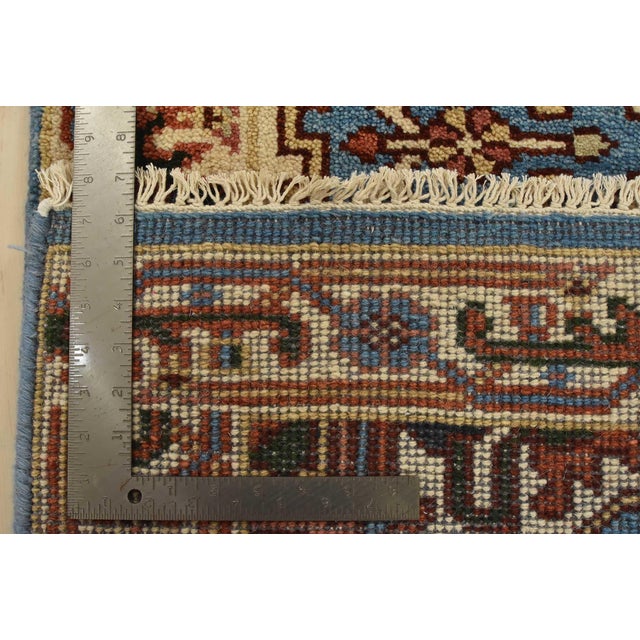 Heriz Runner 2’6” X 7’11” Blue Wool Tribal Hand-Knotted Oriental Rug For Sale - Image 12 of 12