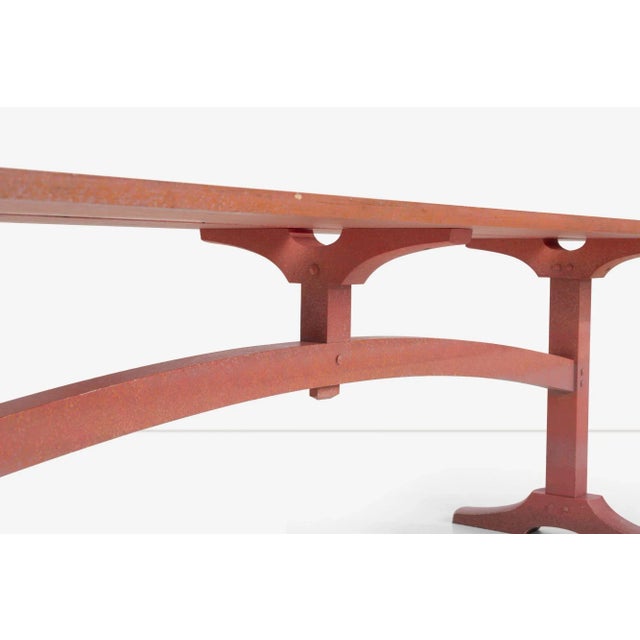 California Craft Nine Foot Hand Crafted Free-Edge Trestle Table For Sale - Image 9 of 13
