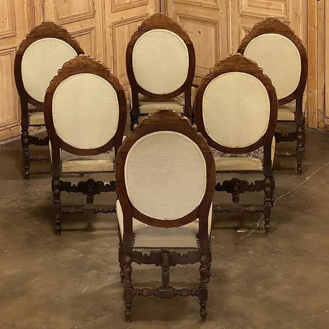 Set of Six 19th Century French Louis XVI Carved Dining Chairs With Original Needlepoint For Sale - Image 4 of 13