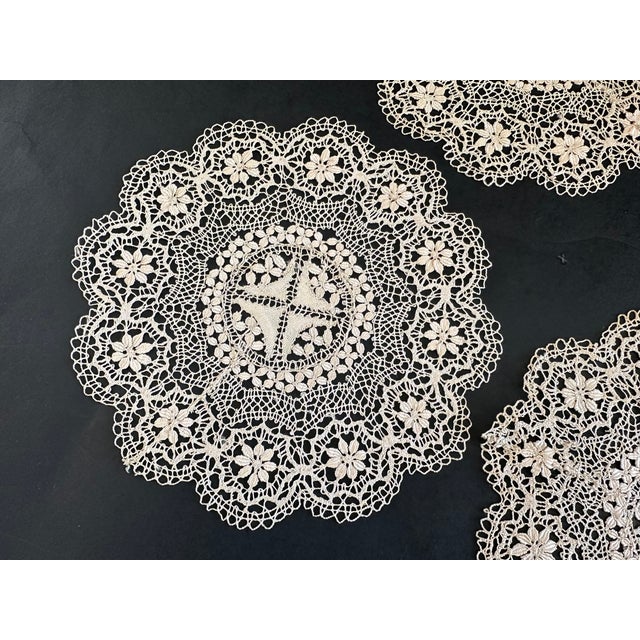Antique Victorian Lace Doily Table Mat Cocktail Napkins - Set of 5 For Sale In New York - Image 6 of 16